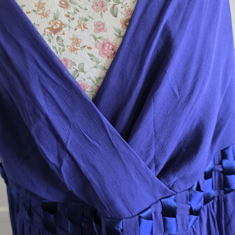 Robbie Bee Royal Blue Midi Dress Silk  Size 18W - Picture 2 of 8